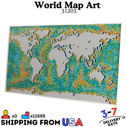 World Map Art 31203 – 11,695 PCS Compatible Bricks Building Toy Set US
