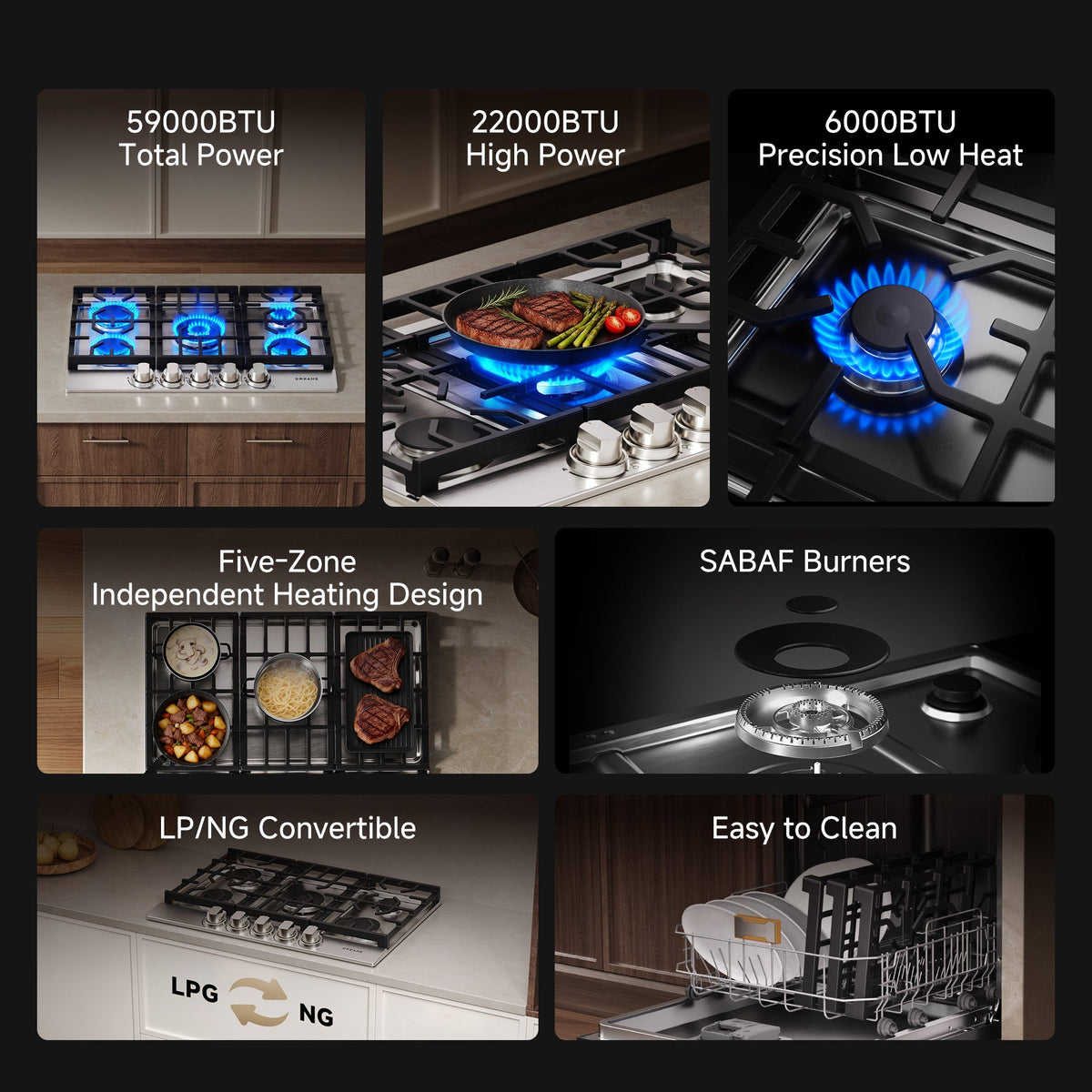 Dreame CZ601 Gas Cooktop with 5 Burners