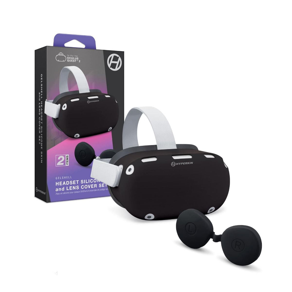 Hyperkin GelShell Headset Silicone Skin and Lens Cover Set for Oculus Quest 2 - Black - Image 4
