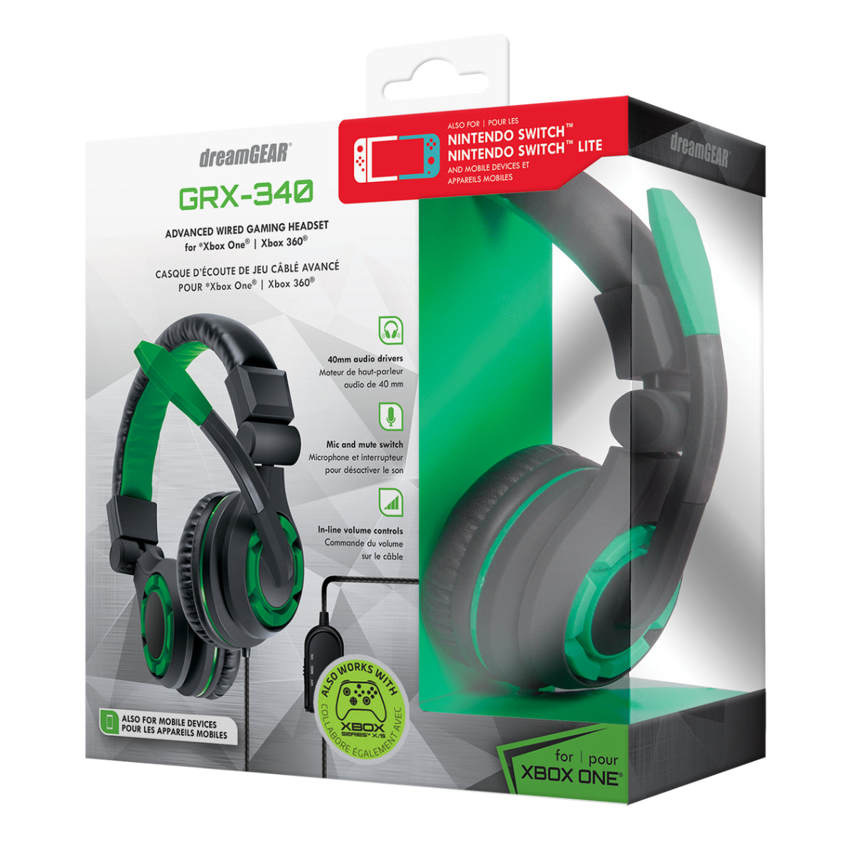 DreamGear DGXB1-6615 GRX-340 Wired Over-the-Ear Gaming Headset - Black/Green - Image 5
