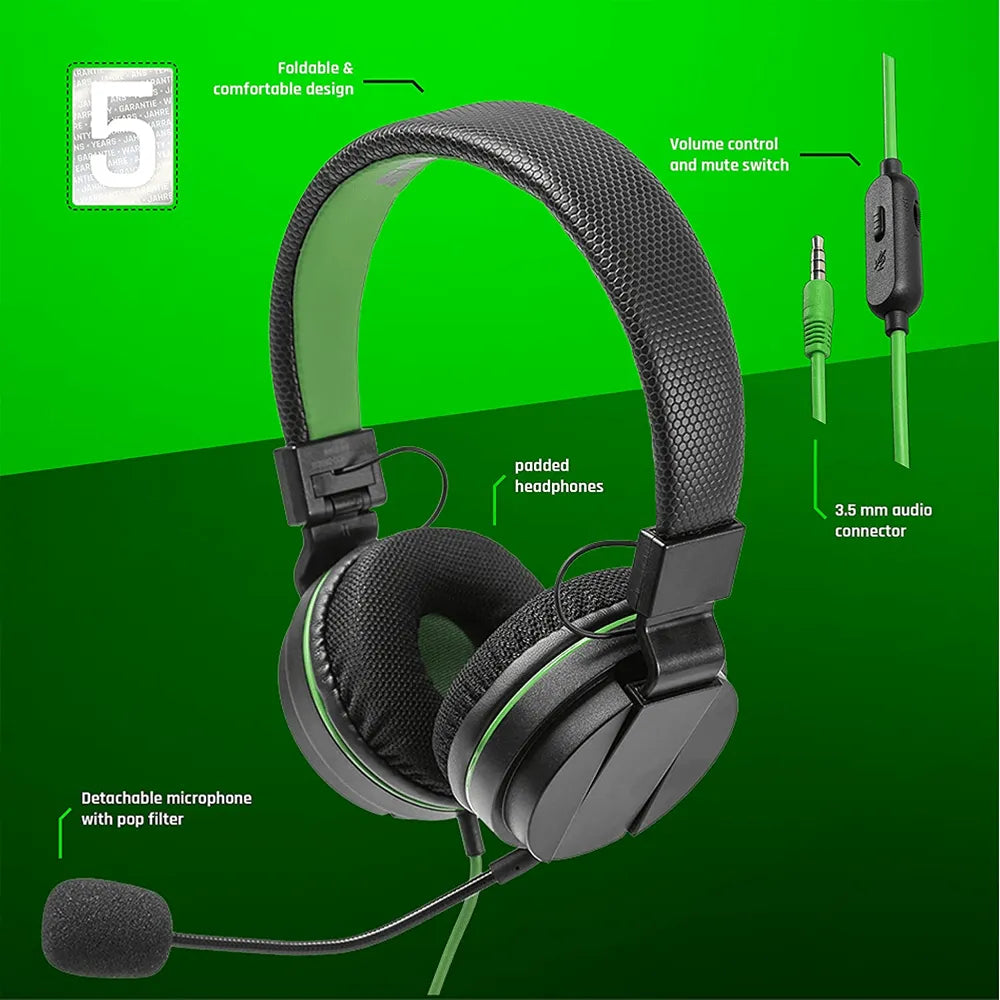 Snakebyte Wired Stereo Headset X with Mic for Xbox One - Green/Black - Image 7